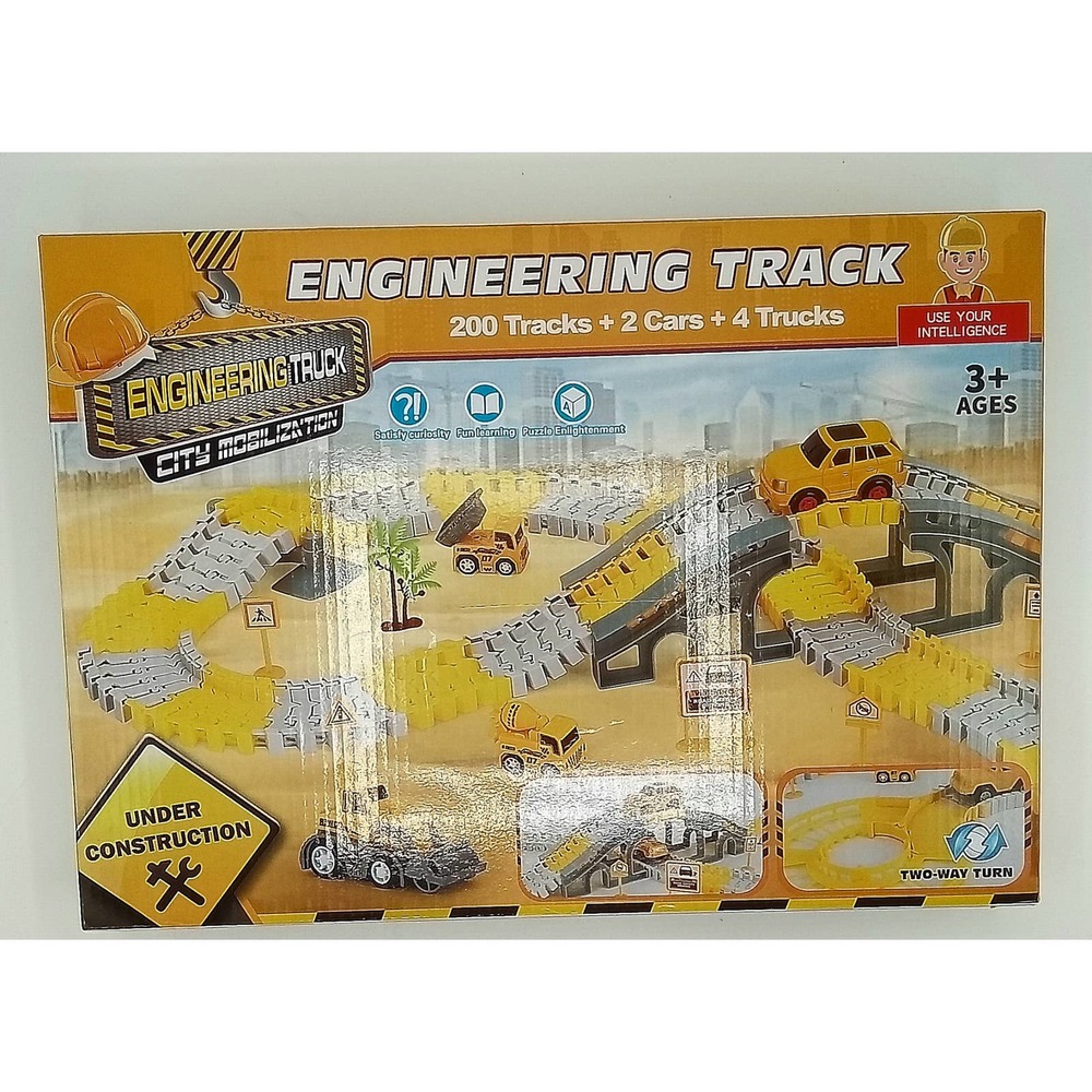 iHaHa 236 PCS Engineering Track 6 PC Cars and Flexible Track Payset